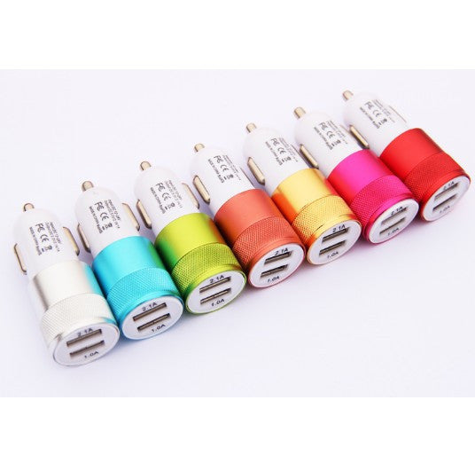 Aluminum 2 USB Ports Universal Car Charger